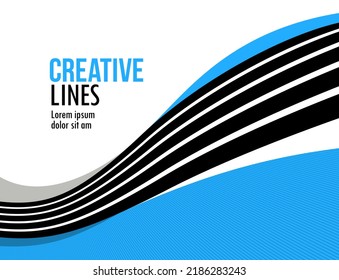 3D lines in motion vector abstract background, creative and dimensional curved stripes dynamic composition, motion and technology.