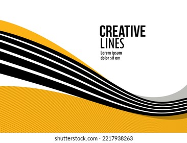 3D lines in motion vector abstract background, creative and dimensional curved stripes dynamic composition, motion and technology.