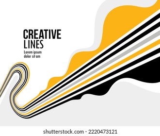 3D lines in motion vector abstract background, creative and dimensional curved stripes dynamic composition, motion and technology.