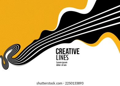 3D lines in motion vector abstract background, creative and dimensional curved stripes dynamic composition, motion and technology.