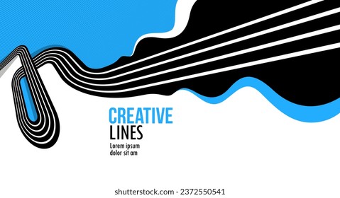 3D lines in motion vector abstract background, creative and dimensional curved stripes dynamic composition, motion and technology.