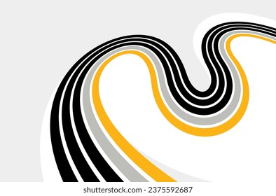 3D lines in motion vector abstract background, creative and dimensional curved stripes dynamic composition, motion and technology.