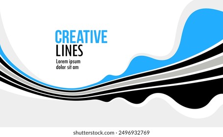 3D lines in motion vector abstract background, creative and dimensional curved stripes dynamic composition, motion and technology.