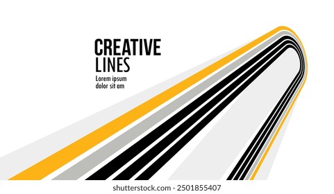 3D lines in motion vector abstract background, creative and dimensional curved stripes dynamic composition, motion and technology.