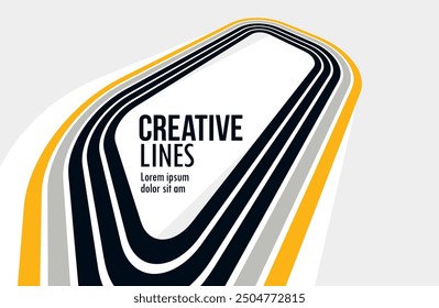 3D lines in motion vector abstract background, creative and dimensional curved stripes dynamic composition, motion and technology.