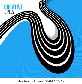 3D lines in motion vector abstract background, creative and dimensional curved stripes dynamic composition, motion and technology.