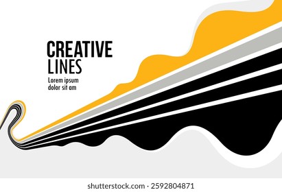 3D lines in motion vector abstract background, creative and dimensional curved stripes dynamic composition, motion and technology.