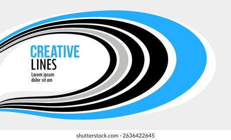 3D lines in motion vector abstract background, creative and dimensional curved stripes dynamic composition, motion and technology.