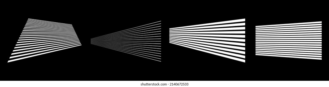 Líneas 3D en perspectiva, líneas anguladas, inclinadas, oblicuas y diagonales, elementos de diseño vectorial de rayas