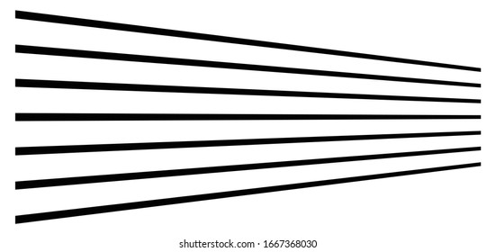 3d lines. Straight parallel stripes in perspective. Strips, streaks vanish, diminish. Horizon oblique, diagonal lines