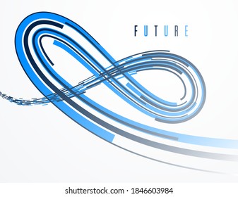3D lines vector scientific or technical abstract background, future technology and science theme, dynamic motion elements design, template for ads or poster or cover.
