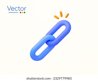 3d link or chain icon, minimal style, isolated on white background. Design concept for SEO, Search Engine Optimization, backlink, connect, website, traffic. 3d vector illustration.