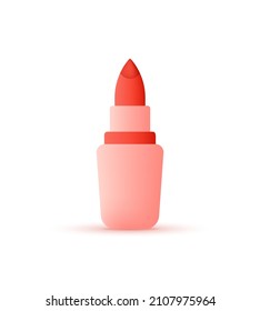 3d lipstick isolated on white background. Beauty care sign, makeup concept. Trendy and modern vector in 3d style.