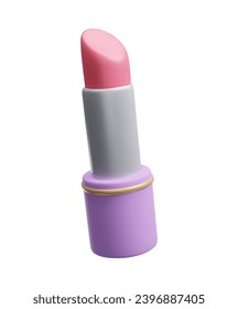 3D-Lippenstift einzeln auf weißer Vektorgrafik. Reine Cartoon-Stil 3D Lippenbalsam Feuchtigkeitsbefeuchtung Behandlung machen. 3D Kosmetikprodukte für Schönheit, Hautpflege, Kosmetologie.