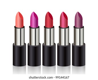 3d Lipsticks isolated on white background. Vector illustration.