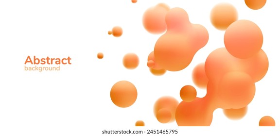 3d liquid blobs set. Abstract colored spheres in flight. Vector realistic render of bubbles on an isolated white background. Illustration of lava lamp elements.