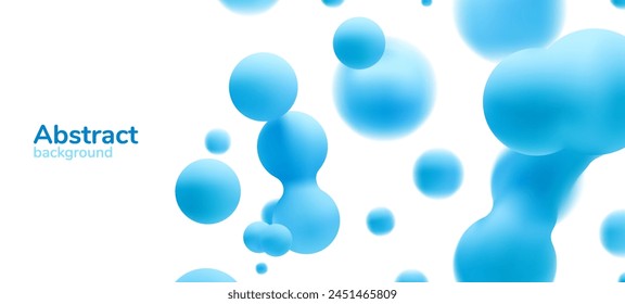 3d liquid blobs set. Abstract colored spheres in flight. Vector realistic render of bubbles on an isolated white background. Illustration of lava lamp elements.