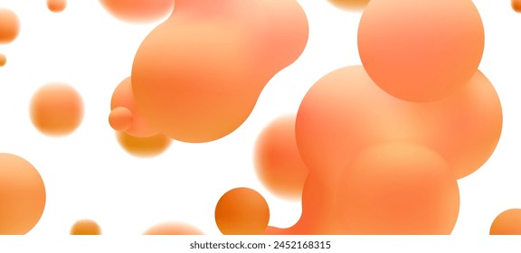 3d liquid blobs set. Abstract colored spheres in flight. Vector realistic render of bubbles on an isolated white background. Illustration of lava lamp elements.