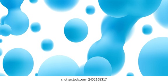 3d liquid blobs set. Abstract colored spheres in flight. Vector realistic render of bubbles on an isolated white background. Illustration of lava lamp elements.