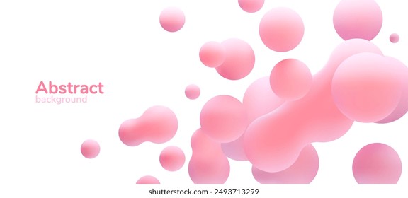 3d liquid blobs set. Abstract colored spheres in flight. Vector realistic render of bubbles on an isolated white background. Illustration of lava lamp elements.