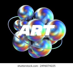 3d liquid blobs set. Abstract colored spheres in flight. Vector realistic render of bubbles on an isolated black background. Illustration of lava lamp elements.