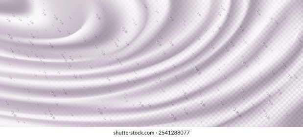 3d onda de creme líquido. Fundo ondulado de leite, água ou gel cosmético. Iogurte splash textura vista superior. Superfície de espiral do soro abstrata com bolha. Design transparente de fluxo de produto de pele de corpo liso