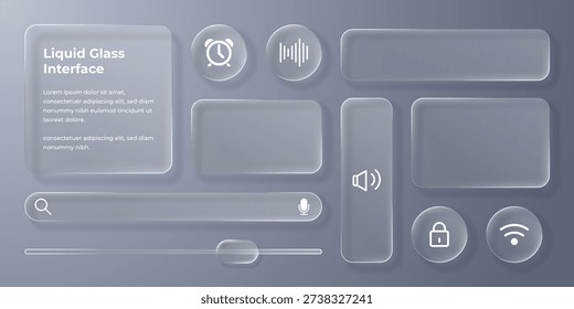 3D Liquid glass smartphone interface isolated. UI UX light frame rounded square and circle elements with a glow stroke. Collection design widget for smartphone and web app.	 - Powered by Shutterstock - Get 15% off with code: PIKWIZARD15