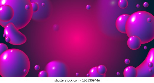 3d liquid illustration background with iridescent holographic gradient color shapes for trendy geometric design. Vector