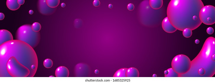 3d liquid illustration background with iridescent holographic gradient color shapes for trendy geometric design. Vector