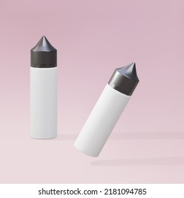 3d liquid plastic bottle packaging for vaping . Vector illustration.