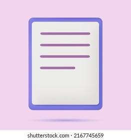 3d list. 3d document. 3d report sheet