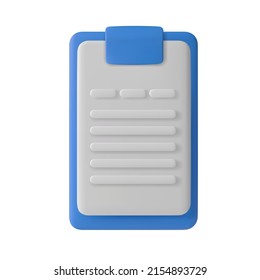 3d list management icon. A checklist for any purpose. White blank document