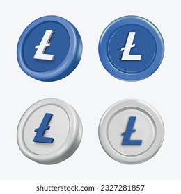3d Litecoin Cryptocurrency Coin (LTC) on white background. Vector illustration. blue svg