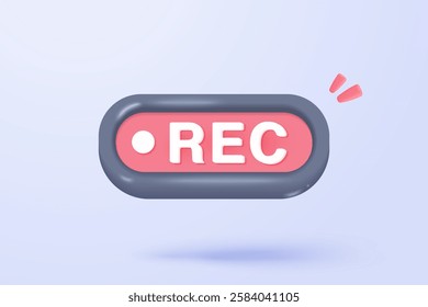 3D live stream icon signs on social media browser, emotion in cinema frame. sing with playing video promote the idea of passive revenue. 3d nightlife live entertainment icon vector render illustration