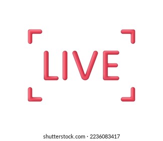 3D Live streaming icon. Broadcasting, livestream or online stream. Social media concept. Template for tv, online channel, live breaking news. Trendy and modern vector in 3d style.