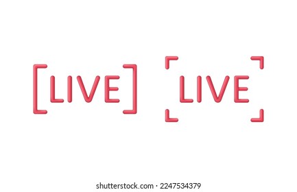 Icono de streaming en 3D Live. Transmisión, transmisión en vivo o transmisión en línea. Concepto de medios sociales. Plantilla para televisión, canal en línea, noticias de última hora en vivo. Vector moderno y de moda en estilo 3d.