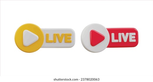 3d live streaming icon set