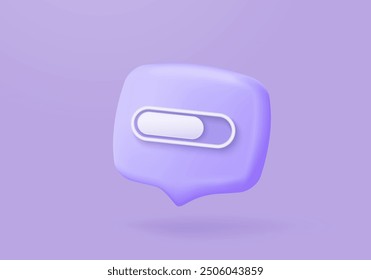 3D loading bar icon with graph progress. Project transfer data for interface mobile app, website with minimal cartoon concept. 3D power status buttons icon vector render illustration