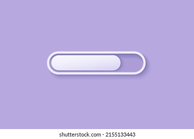3D loading bar icon on purple background. Project progress data for interface mobile app, website with minimal cartoon concept. 3D vector battery power status with shadow render illustration svg