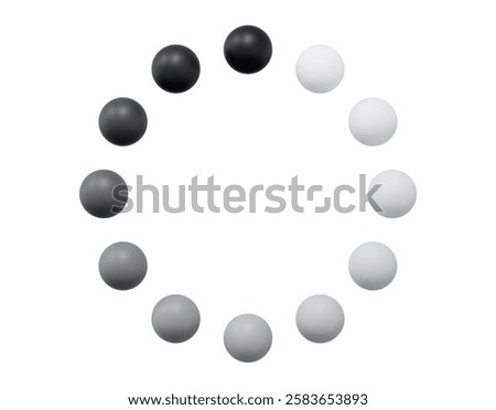 3d loading sign or waiting symbol in the form of a circle with balls. Black and white colors. Stock vector illustration on isolated background.
