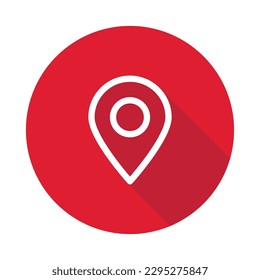 3d Location flat Icon, GPS Pointer Icon, Map Locator Sign, Pin location Vector, Colored Pin Point Flat Icon With Long Shadow