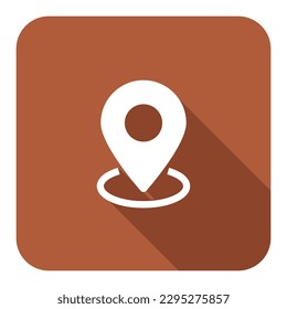 Icono plano de ubicación 3d, Icono de puntero GPS, Indicador de localización de mapas, Vector de posición de clavija, Icono plano de punto de clavija de color con sombra larga