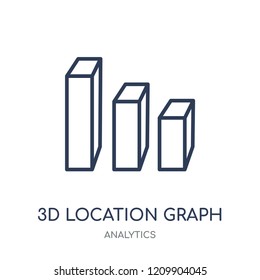 3D Location Graph icon. 3D Location Graph linear symbol design from Analytics collection. Simple outline element vector illustration on white background.