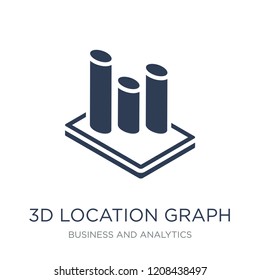 3D Location Graph icon. Trendy flat vector 3D Location Graph icon on white background from Business and analytics collection, vector illustration can be use for web and mobile, eps10