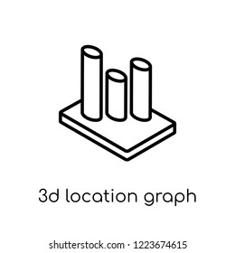 3D Location Graph icon. Trendy modern flat linear vector 3D Location Graph icon on white background from thin line Business and analytics collection, editable outline stroke vector illustration