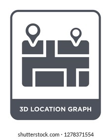 3d location graph icon vector on white background, 3d location graph trendy filled icons from Business and analytics collection, 3d location graph vector illustration