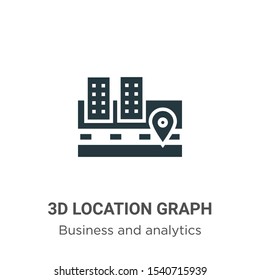 3d location graph vector icon on white background. Flat vector 3d location graph icon symbol sign from modern business and analytics collection for mobile concept and web apps design.