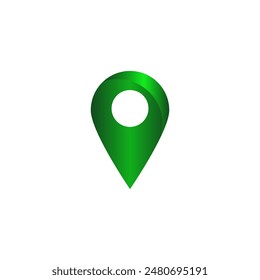 3D location icon vector. green color shiny location point or pin mark for navigation address isolated on white background