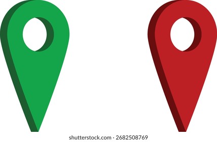 ícone do ponteiro do mapa de localização 3D, coloque o sinal do marcador de pino. Conjunto de ícone de ponteiro de localização realista para mapas.  Ponteiro de mapa isolado para navegação, geolocalização, GPS e design de mapa