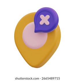 3D Location Not Found Icon Illustration